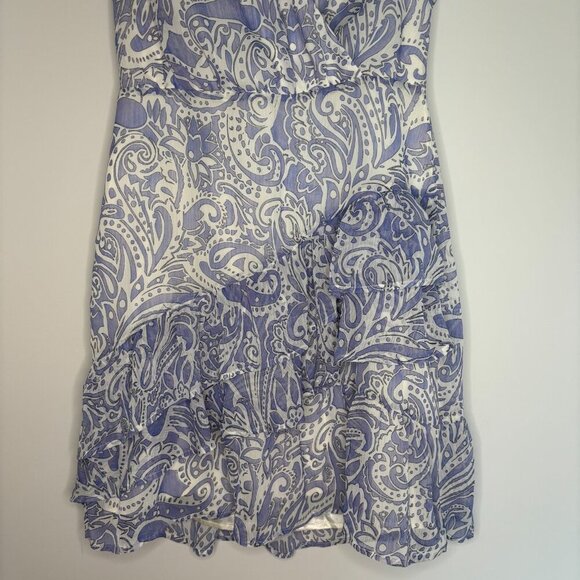 EXPRESS NEW Sleeveless Tiered Ruffle Dress Womens XS Lavender White Lined - Picture 3 of 8